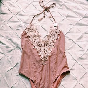 Pink lace one piece